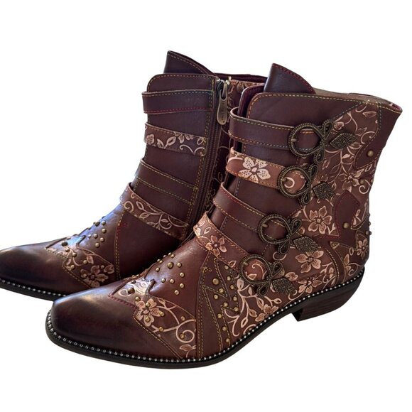 L’ Artiste Rodeha Brown Size 10.5-11 EU 42 Spring Step NWB Hand Painted Leather - Picture 15 of 16